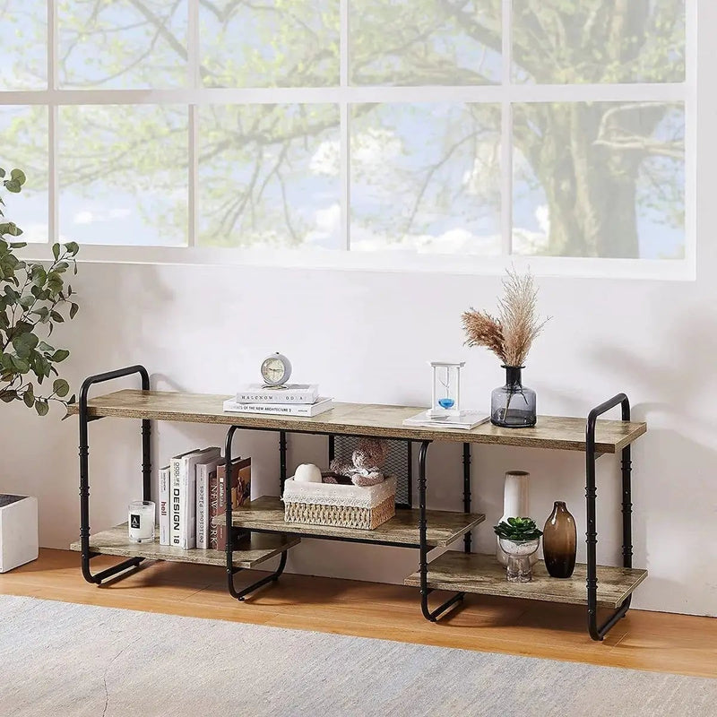 Modern Gray Wood and Metal Entertainment Center TV Stand for TV up to 65-inch by HomePacific