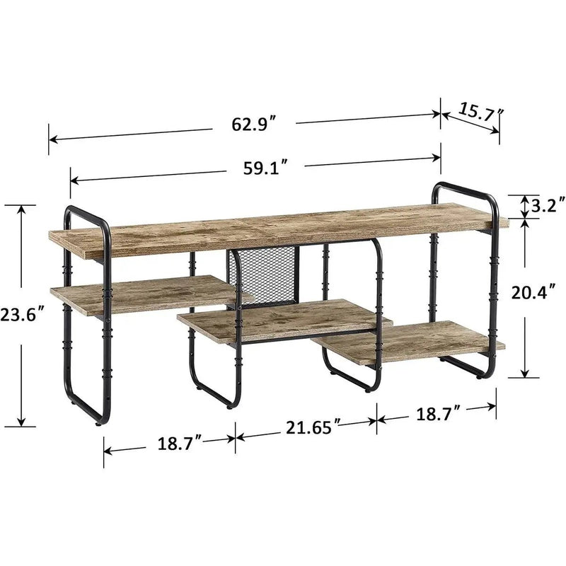 Modern Gray Wood and Metal Entertainment Center TV Stand for TV up to 65-inch by HomePacific