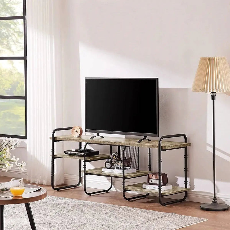 Modern Grey Wood and Metal Entertainment Center TV Stand for TV up to 60-inch by HomePacific