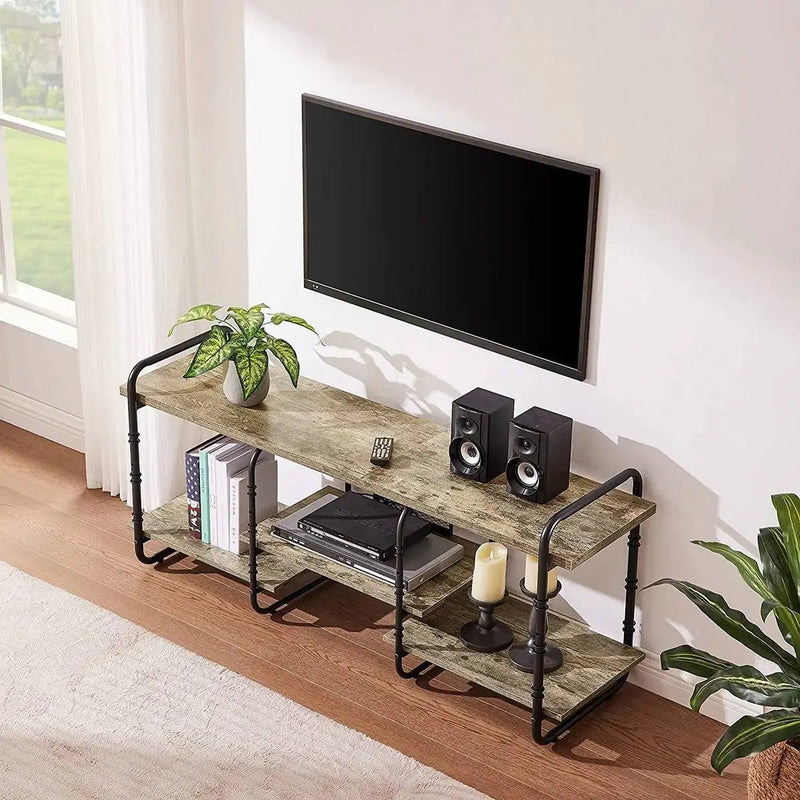 Modern Grey Wood and Metal Entertainment Center TV Stand for TV up to 60-inch by HomePacific