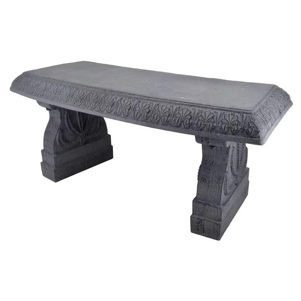 Outdoor Fiber-Clay Garden Bench in Grey Stone Finish by HomePacific