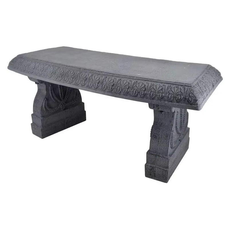 Outdoor Fiber-Clay Garden Bench in Grey Stone Finish by HomePacific