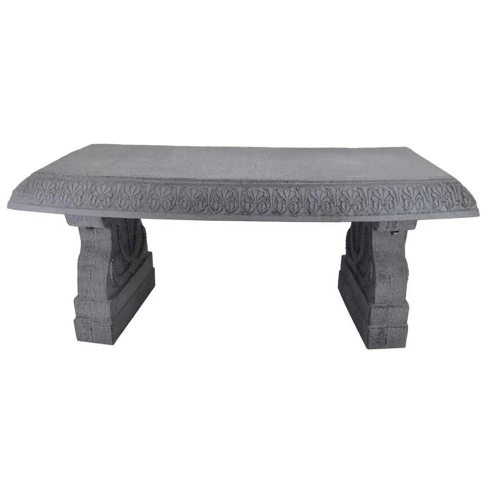 Outdoor Fiber-Clay Garden Bench in Grey Stone Finish by HomePacific