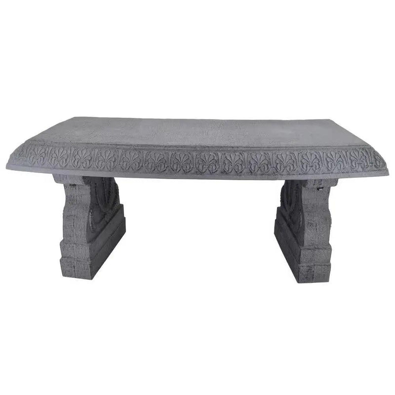 Outdoor Fiber-Clay Garden Bench in Grey Stone Finish by HomePacific
