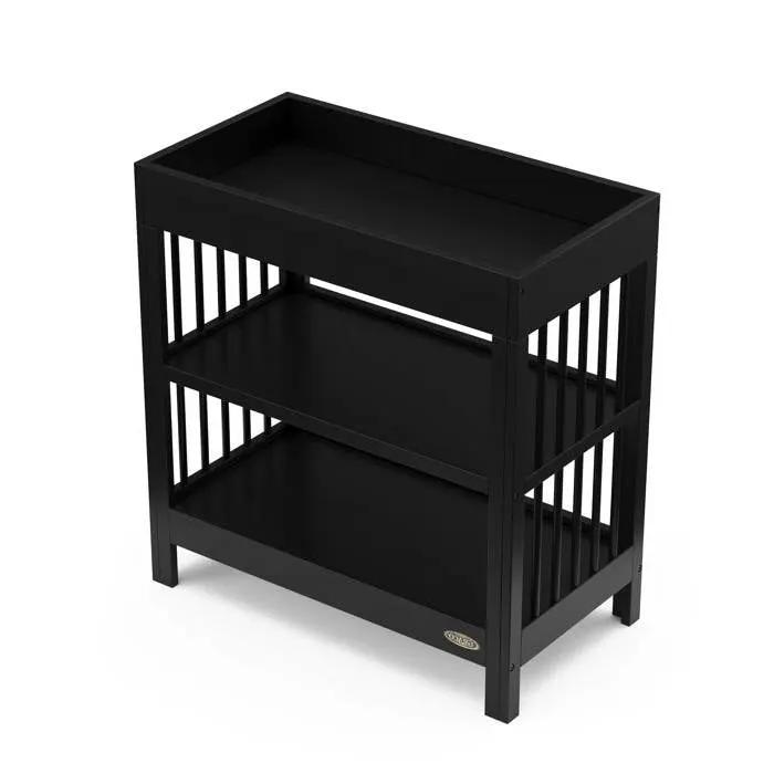 Modern Changing Table in Black Wood Finish with Safety Rail and Changing Pad by HomePacific