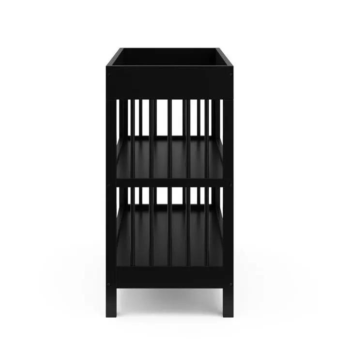 Modern Changing Table in Black Wood Finish with Safety Rail and Changing Pad by HomePacific