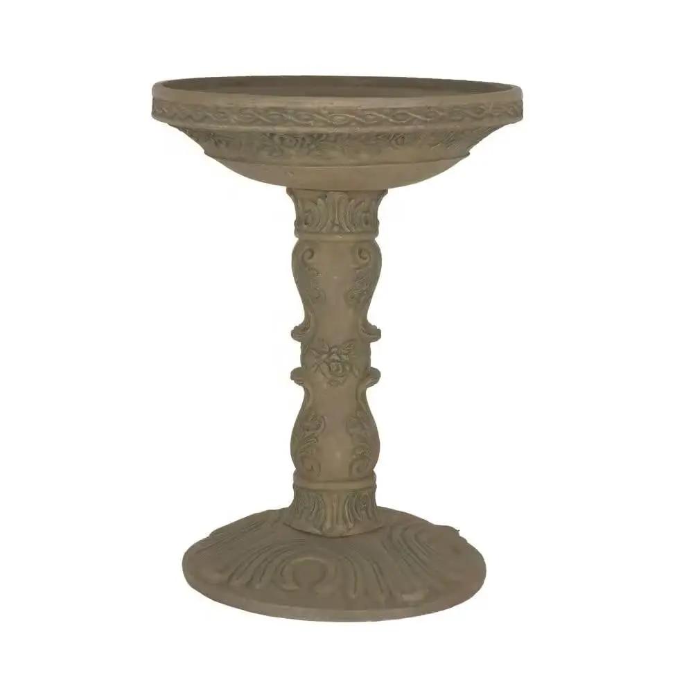 Outdoor Fiberglass Bird Bath in Aged Granite Stone Finish by HomePacific