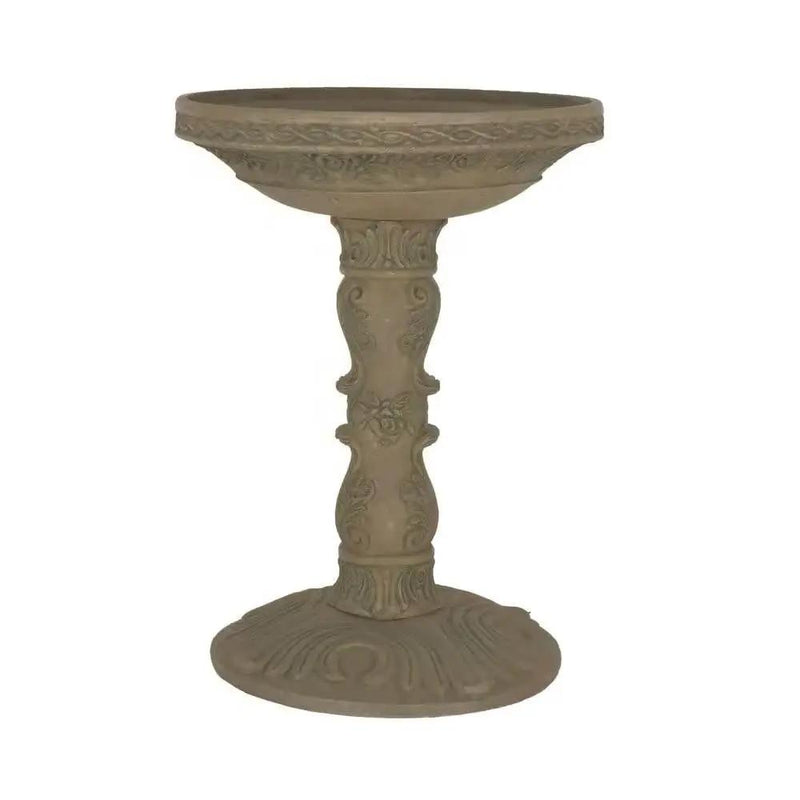 Outdoor Fiberglass Bird Bath in Aged Granite Stone Finish by HomePacific