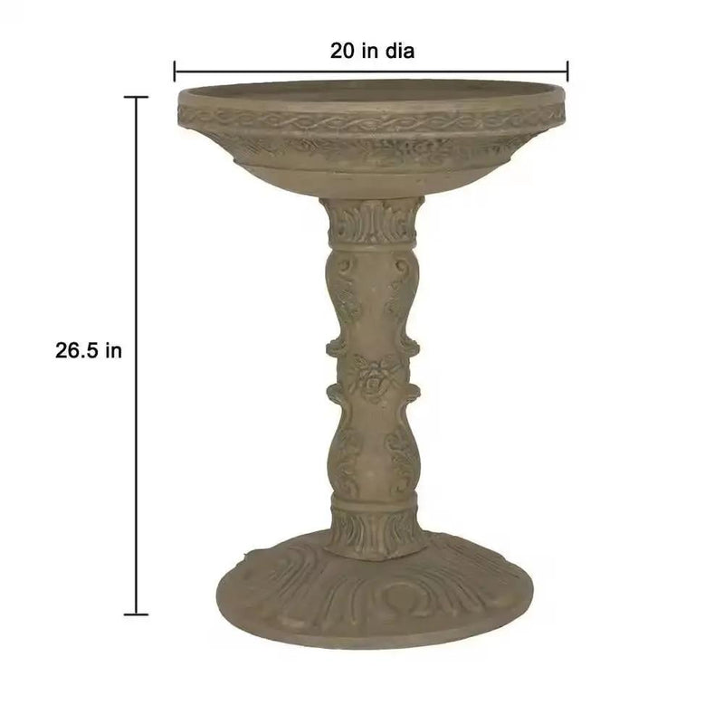 Outdoor Fiberglass Bird Bath in Aged Granite Stone Finish by HomePacific