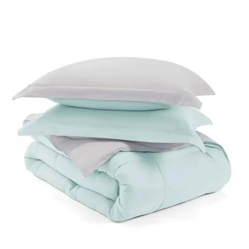 Full/Queen size 3-Piece Microfiber Reversible Comforter Set Aqua Blue and Grey by HomePacific