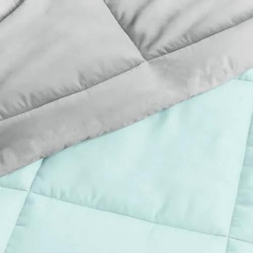 Full/Queen size 3-Piece Microfiber Reversible Comforter Set Aqua Blue and Grey by HomePacific