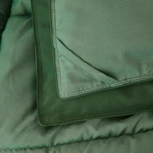 Twin/Twin XL Traditional Microfiber Reversible 3 Piece Comforter Set in Green by HomePacific