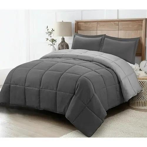 Twin/Twin XL Traditional Microfiber Reversible 3 Piece Comforter Set in Grey by HomePacific