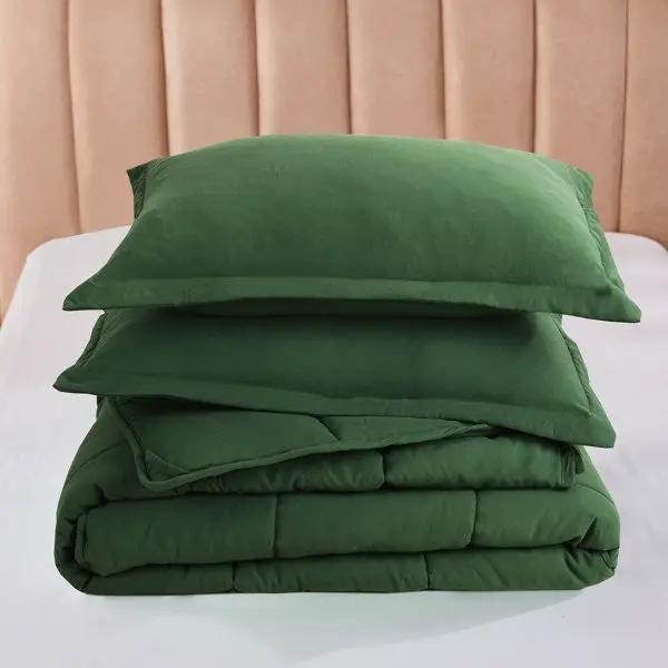 Twin Size Green 3 Piece Microfiber Reversible Comforter Set by HomePacific