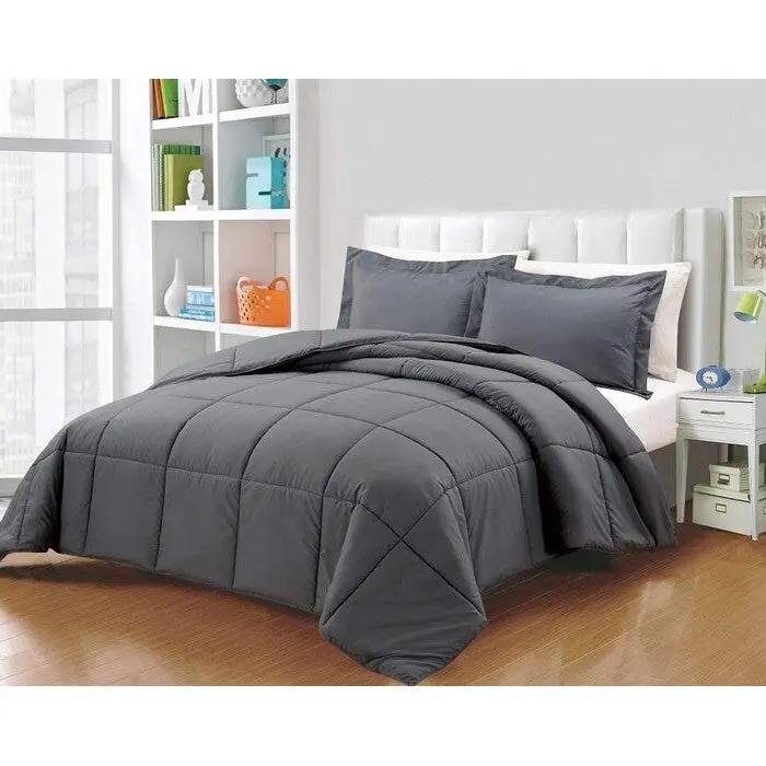 Twin Size Reversible Microfiber Down Alternative Comforter Set in Grey by HomePacific