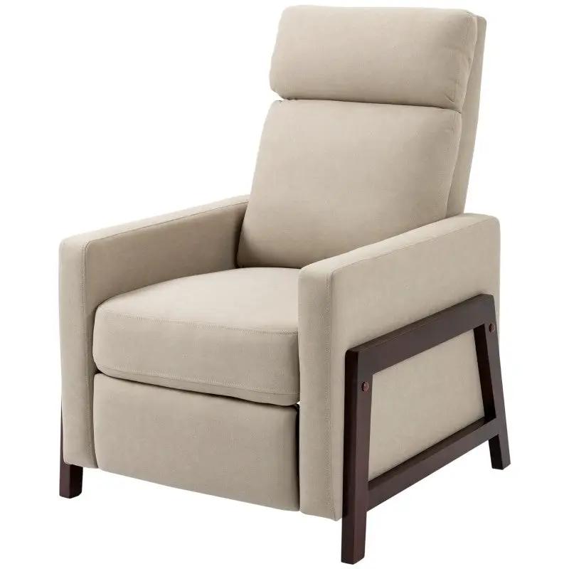 Modern Upholstered Manual Reclining Sofa Chair w/ Armrest and Footrest Grey by HomePacific