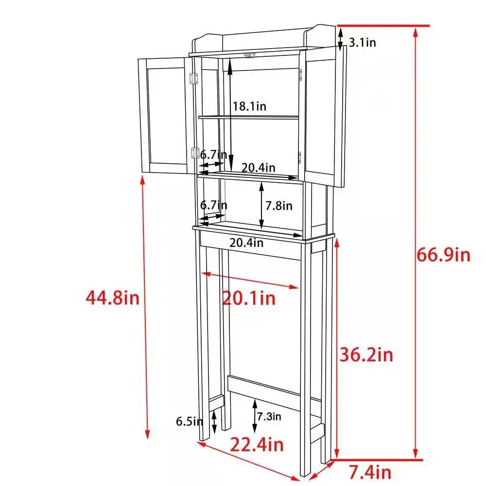 Over the Toilet Bathroom Storage Cabinet Shelving Unit in Grey Wood Finish by HomePacific