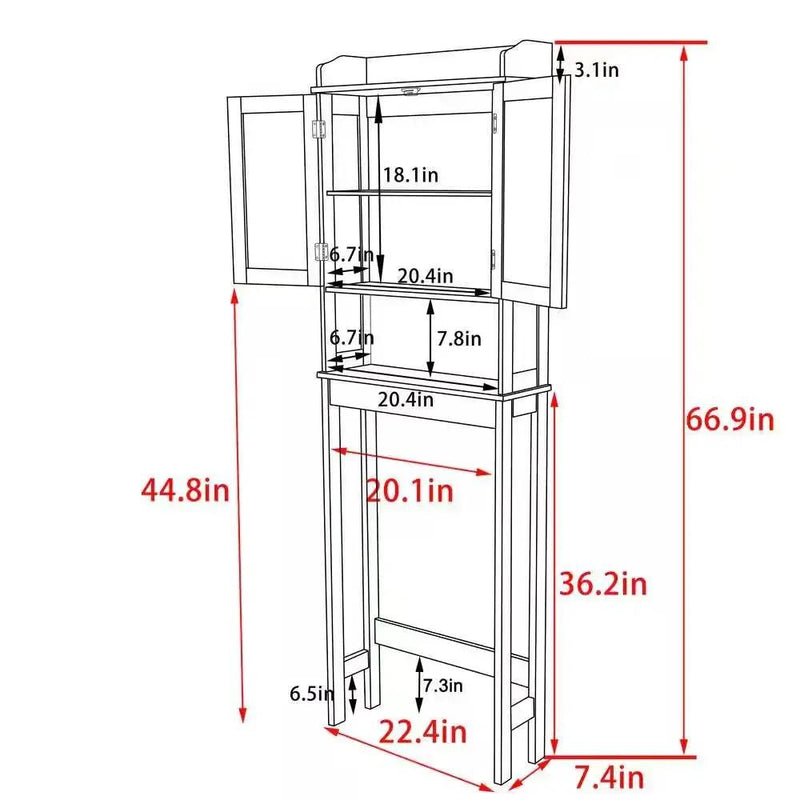 Over the Toilet Bathroom Storage Cabinet Shelving Unit in Grey Wood Finish by HomePacific