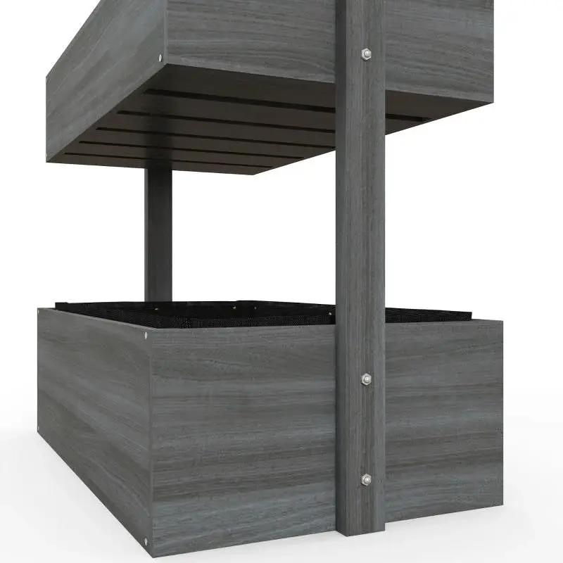 4 Tier Vertical Wooden Planter Box Raised Bed Grey by HomePacific