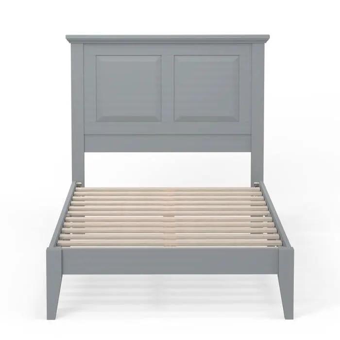 Twin Traditional Solid Oak Wooden Platform Bed Frame with Headboard in Grey by HomePacific