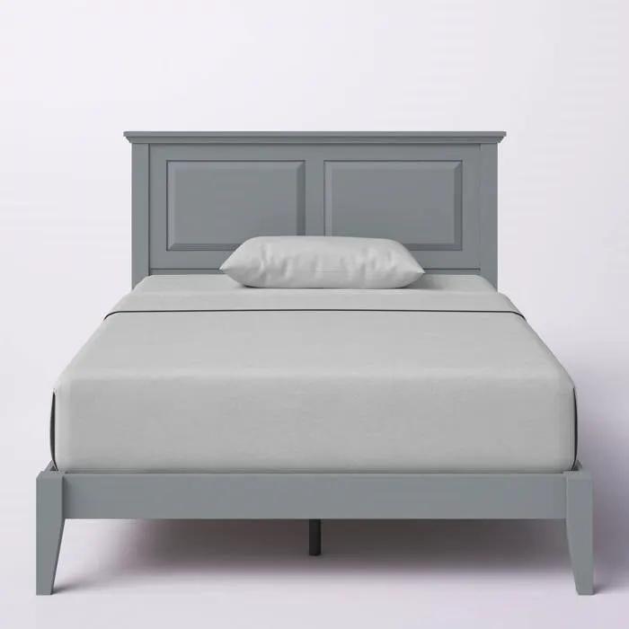 Twin Traditional Solid Oak Wooden Platform Bed Frame with Headboard in Grey by HomePacific