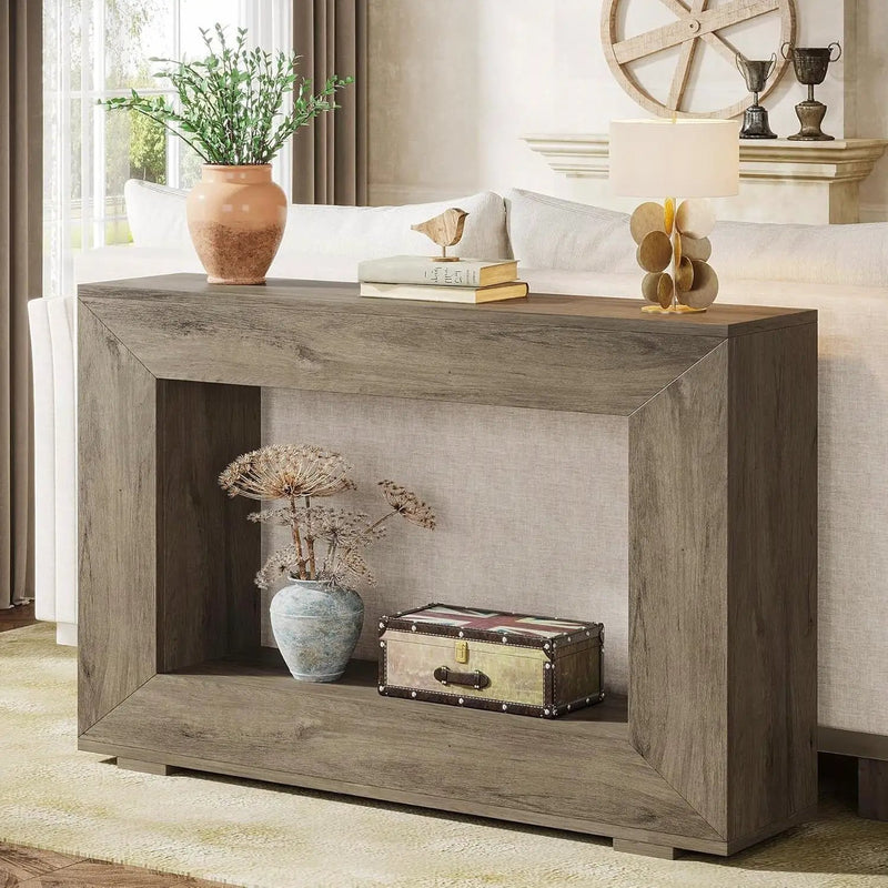 Modern Farmhouse 47-inch Long Entryway / Console Table in Grey Wood Finish by HomePacific