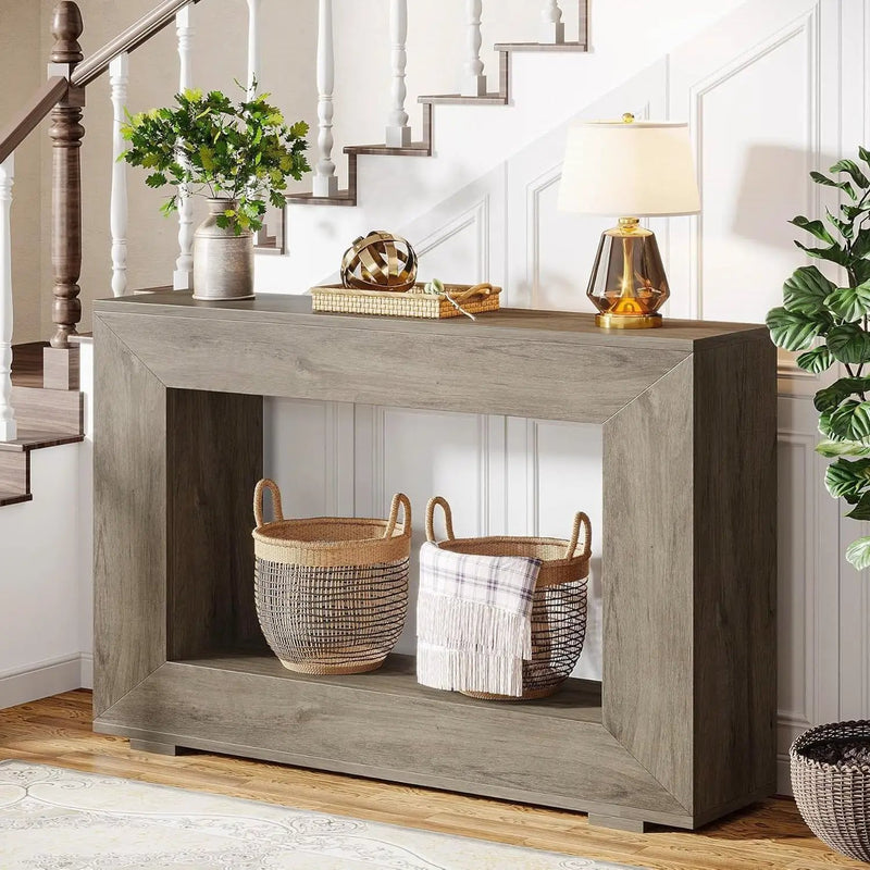 Modern Farmhouse 47-inch Long Entryway / Console Table in Grey Wood Finish by HomePacific