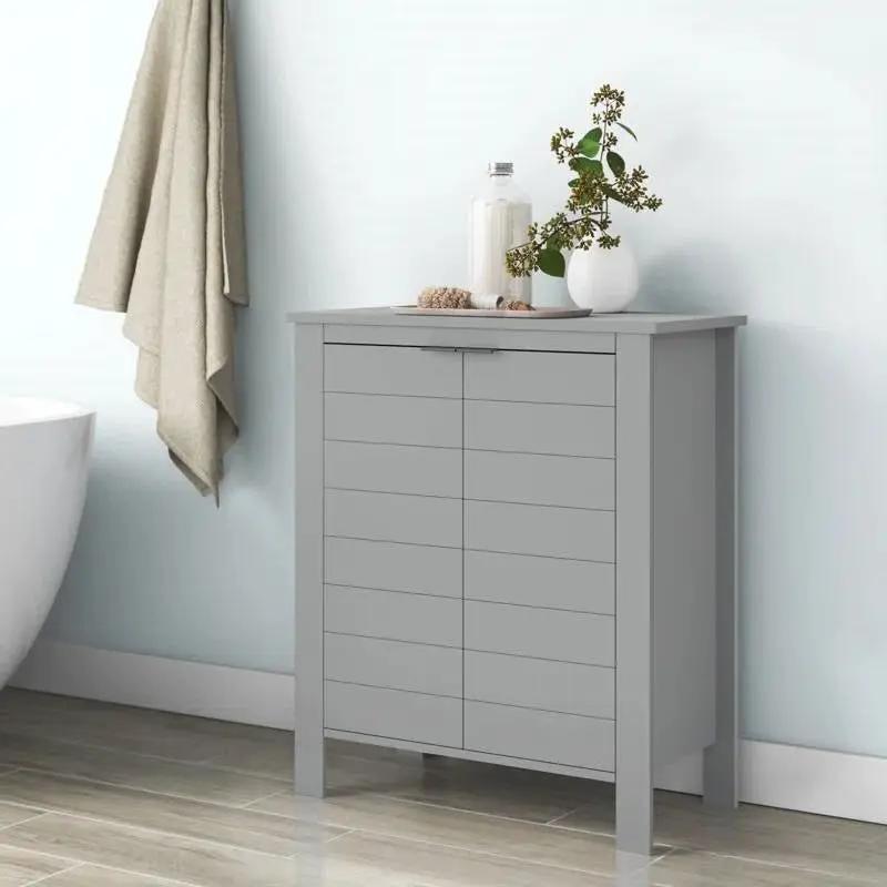 Bathroom Linen Cabinet with Storage Shelf in Grey Wood Finish by HomePacific