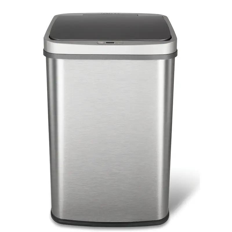 Grey 13-Gallon Stainless Steel Kitchen Trash Can with Motion Sensor Lid by HomePacific