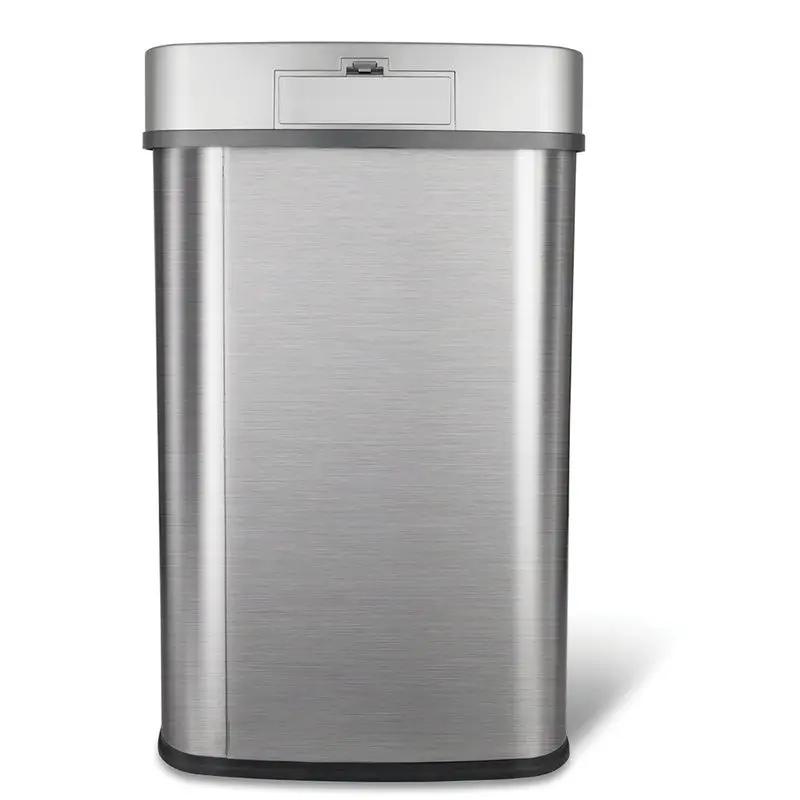 Grey 13-Gallon Stainless Steel Kitchen Trash Can with Motion Sensor Lid by HomePacific