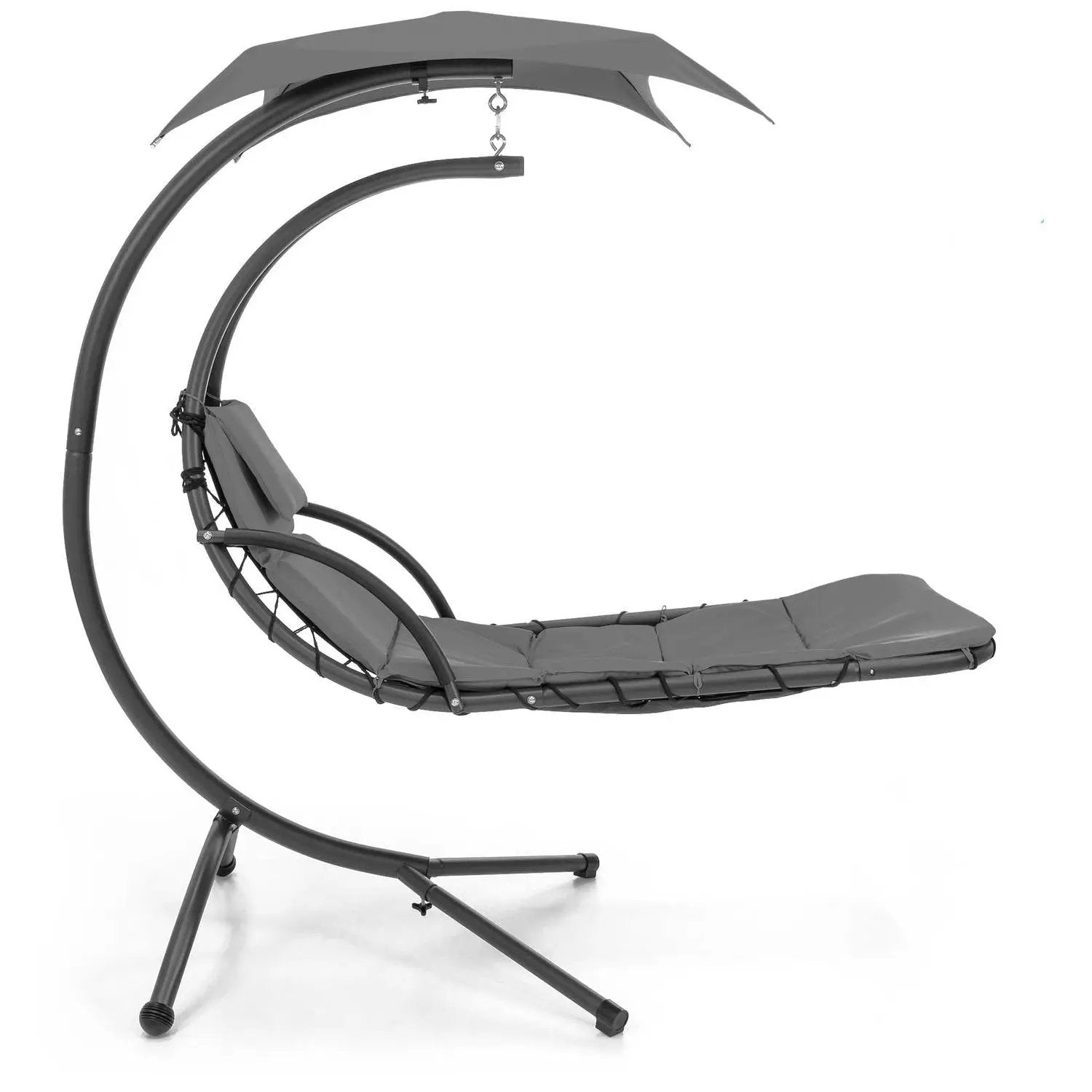 Grey Single Person Sturdy Modern Chaise Lounger Hammock Chair Porch Swing by HomePacific