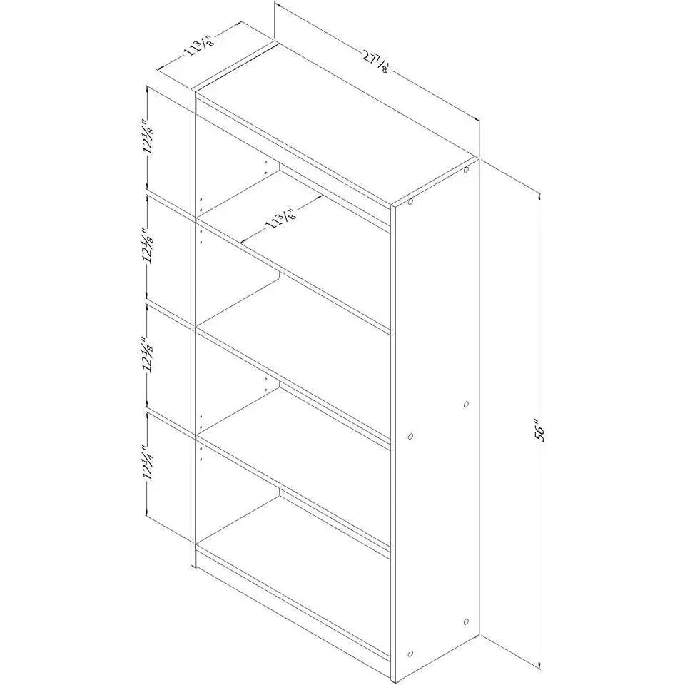 Modern Four Shelf Bookcase in Grey Oak Wood Finish by HomePacific