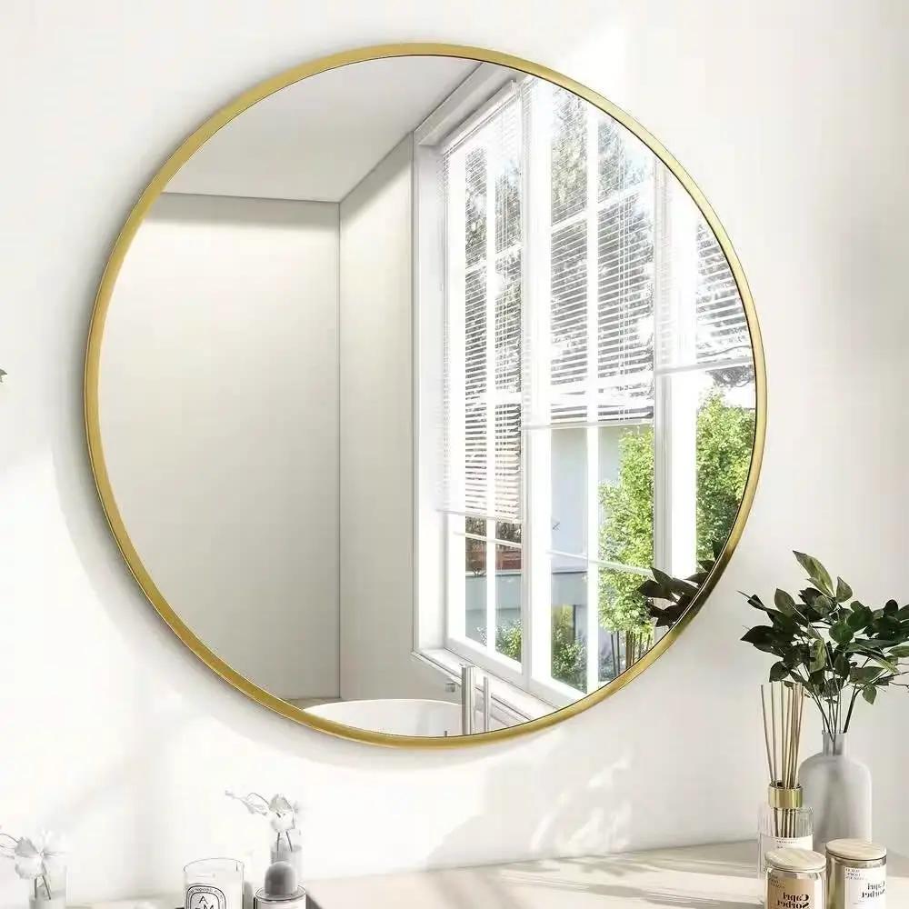 Round 24-inch Circular Bathroom Wall Mirror with Gold Frame by HomePacific