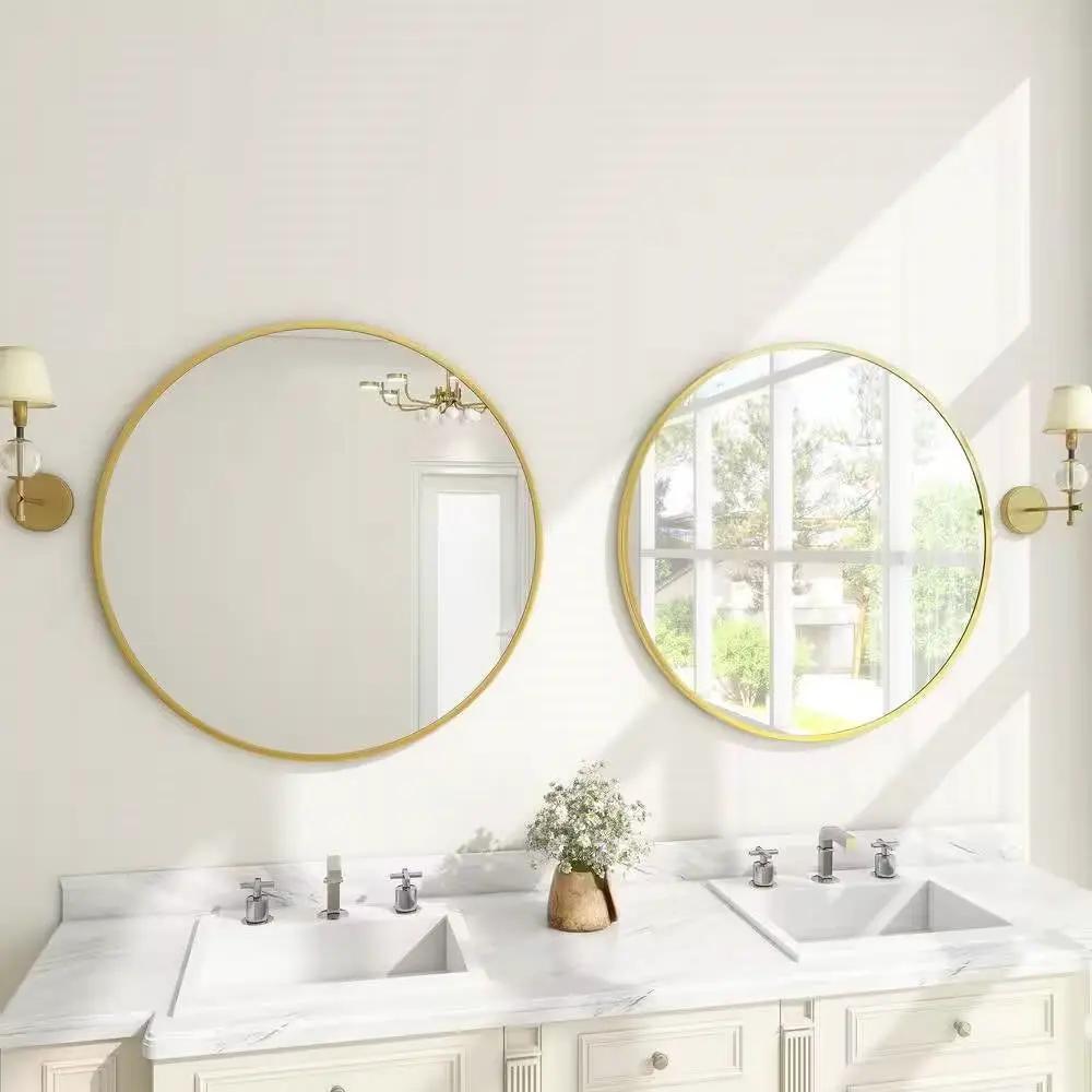 Round 24-inch Circular Bathroom Wall Mirror with Gold Frame by HomePacific