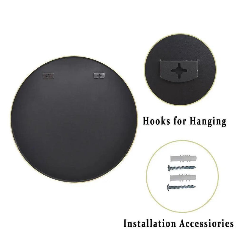 Round 24-inch Circular Bathroom Wall Mirror with Gold Frame by HomePacific