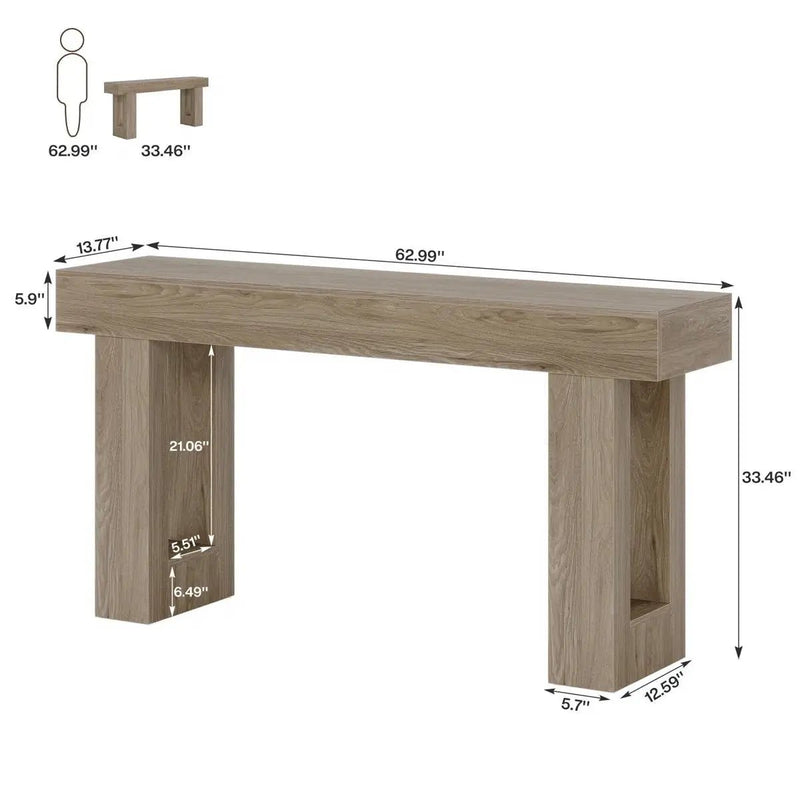 Modern Farmhouse 63-inch Entryway Console Sofa Table in Grey Wood Finish by HomePacific