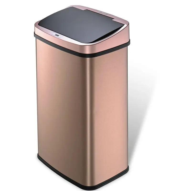 Gold 13-Gallon Stainless Steel Kitchen Trash Can with Motion Sensor Lid by HomePacific