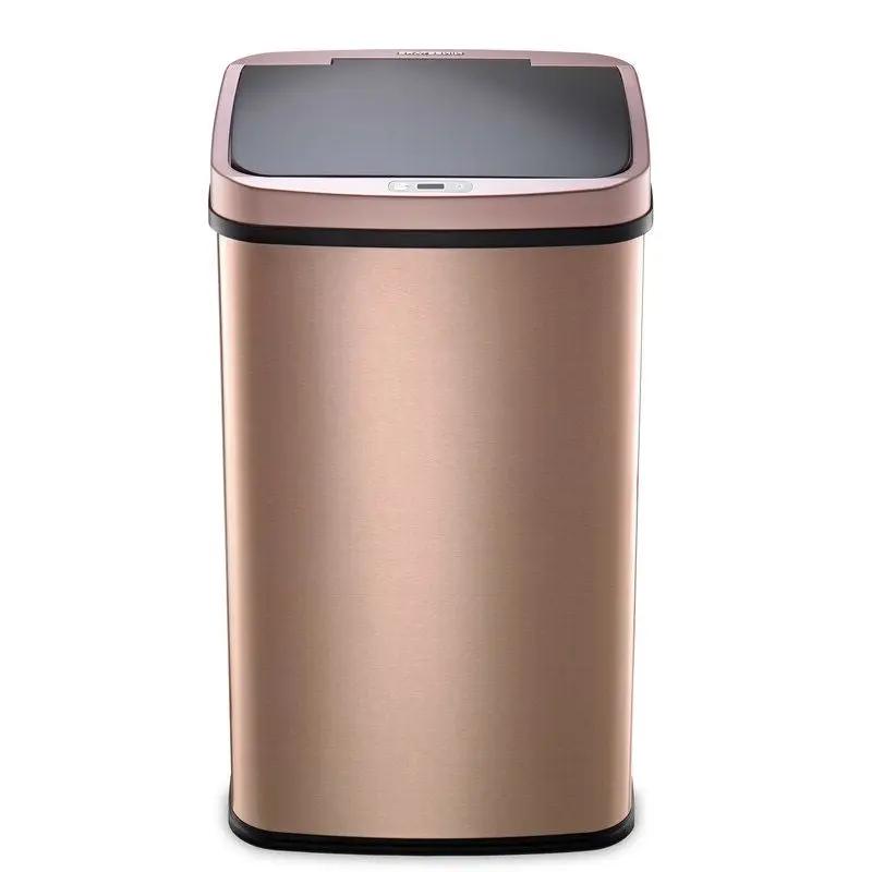 Gold 13-Gallon Stainless Steel Kitchen Trash Can with Motion Sensor Lid by HomePacific