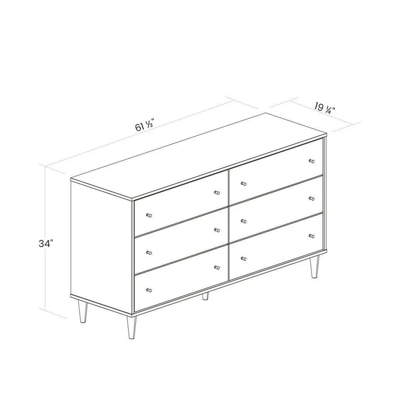 Farmhouse Rustic Walnut Mid Century 6 Drawer Dresser by HomePacific