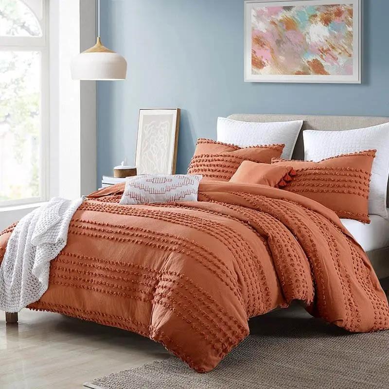 King size 5-Piece 100-Percent Cotton Clip Dot Comforter Set in Brick Orange by HomePacific