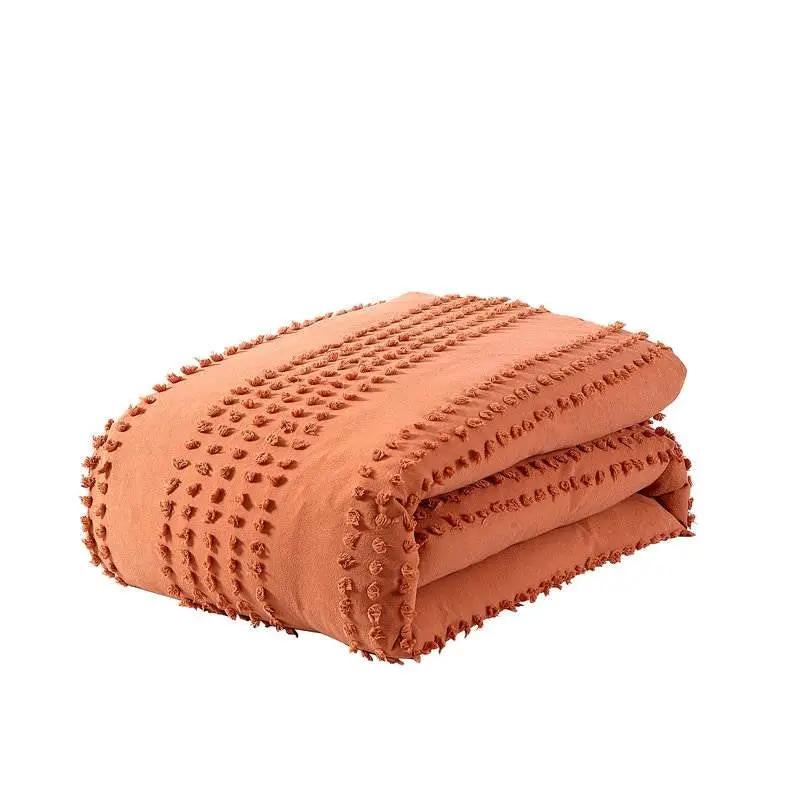 King size 5-Piece 100-Percent Cotton Clip Dot Comforter Set in Brick Orange by HomePacific