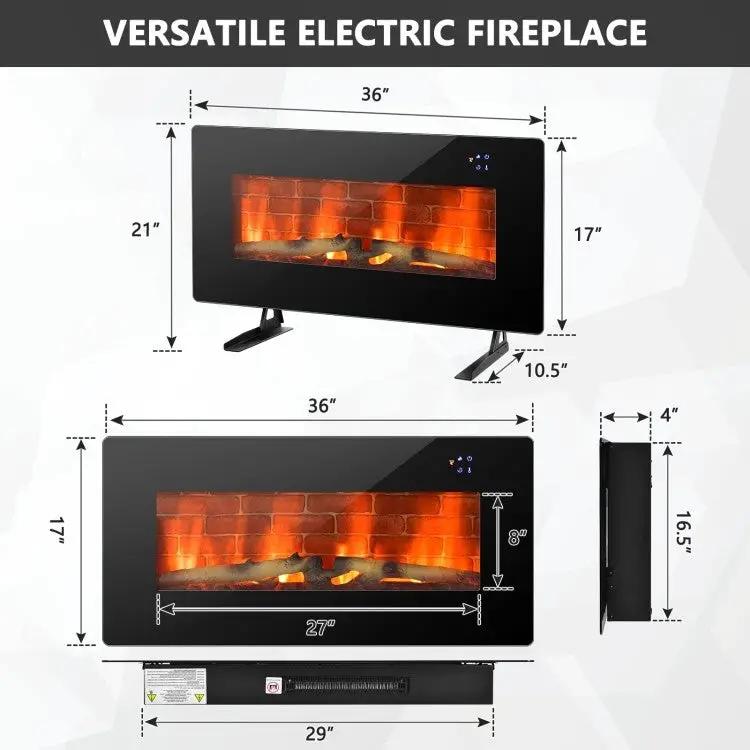 36 in Electric Wall Mounted/Freestanding Fireplace w/ Remote Control by HomePacific
