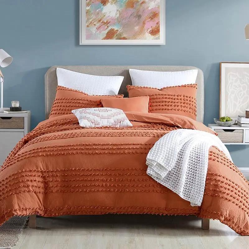 Full/Queen 5-Piece 100-Percent Cotton Clip Dot Comforter Set in Brick Orange by HomePacific