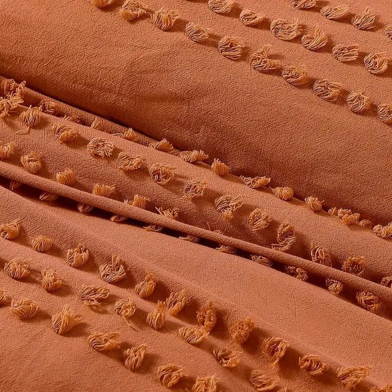 Full/Queen 5-Piece 100-Percent Cotton Clip Dot Comforter Set in Brick Orange by HomePacific
