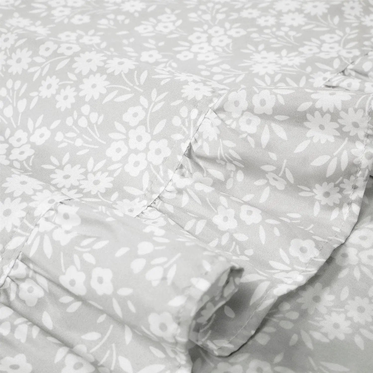 King size Grey Ruffle Floral Polyester 6 Piece Sheet Set by HomePacific