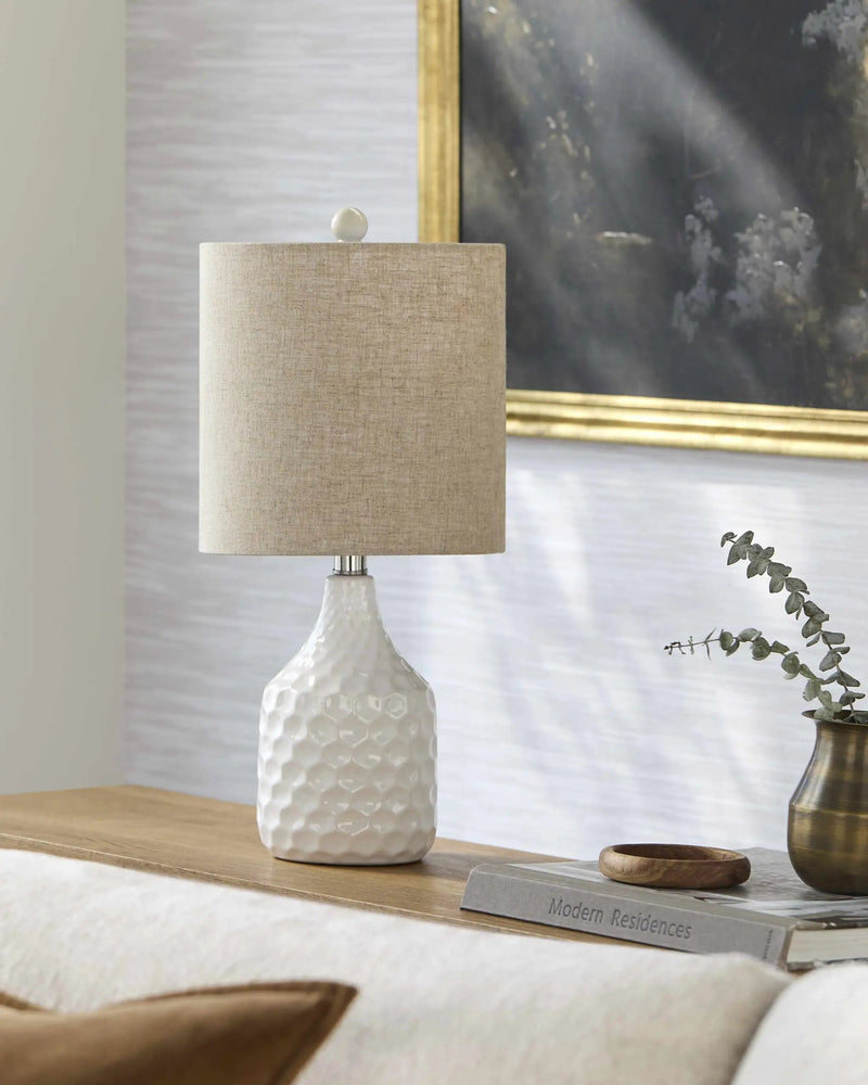 Gulmarrad Textured Ivory Ceramic Table Lamp by Boutique Rugs