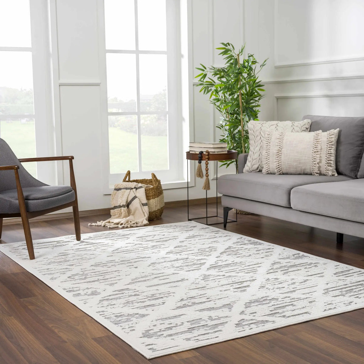 Gambang 3D Trellis Outdoor Area Rug - Clearance, installed in a room 2