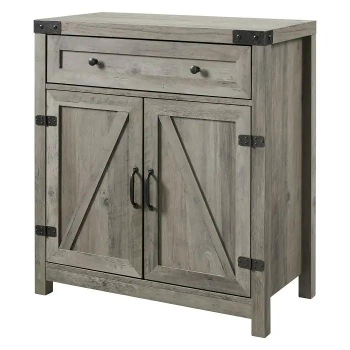 Rustic Farmhouse Barn Door Accent Storage Cabinet Grey Wash by HomePacific