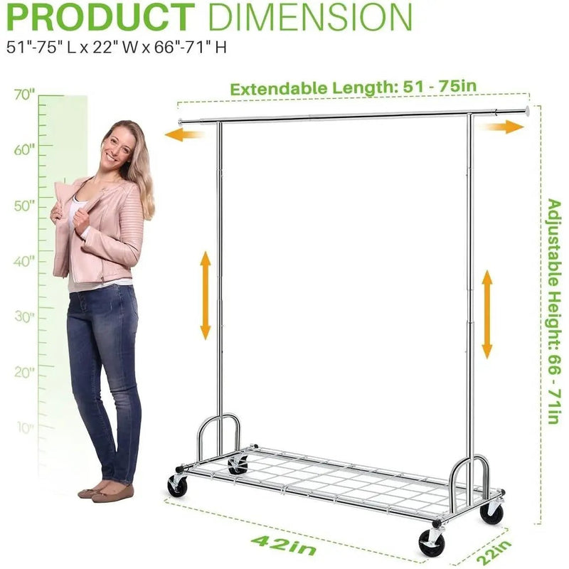 Heavy Duty Metal Clothing Garment Rack with Lockable Wheels - 450 lbs. Capacity by HomePacific