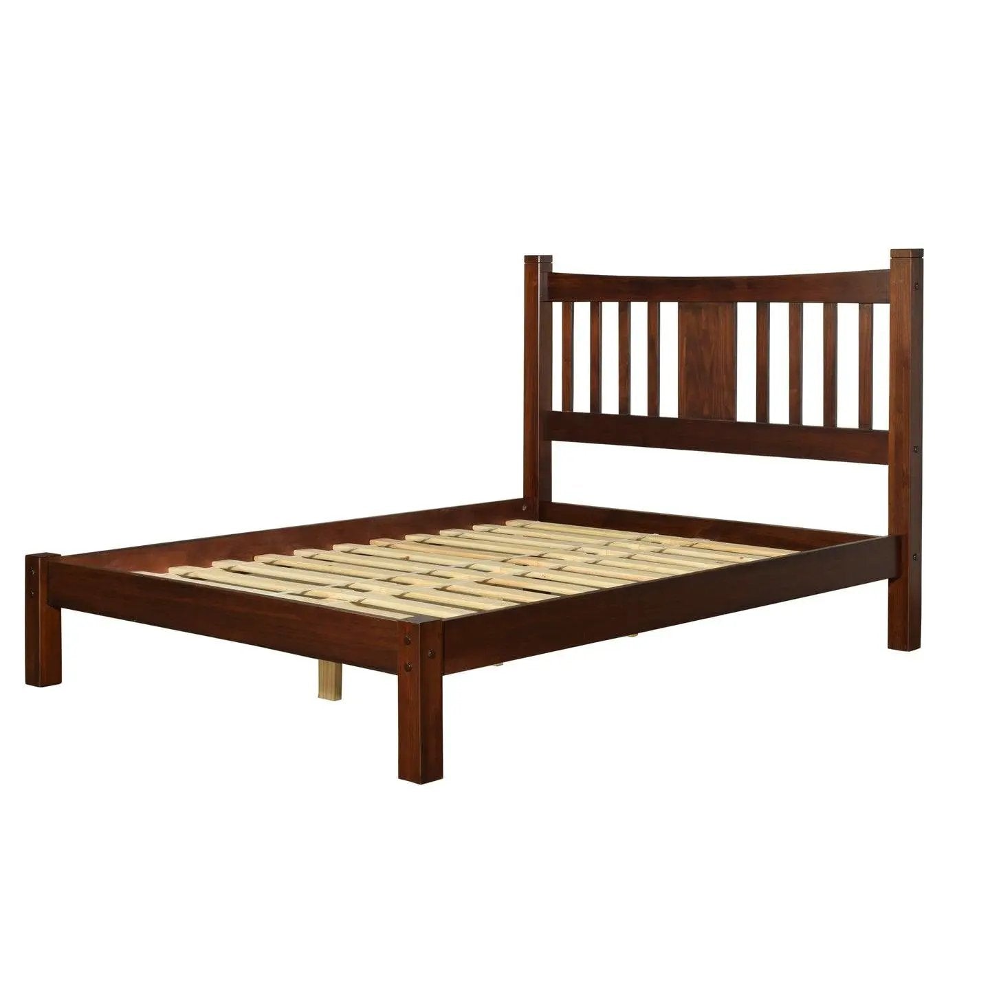 King Farmhouse Style Solid Wood Platform Bed Frame with Headboard in Cherry by HomePacific